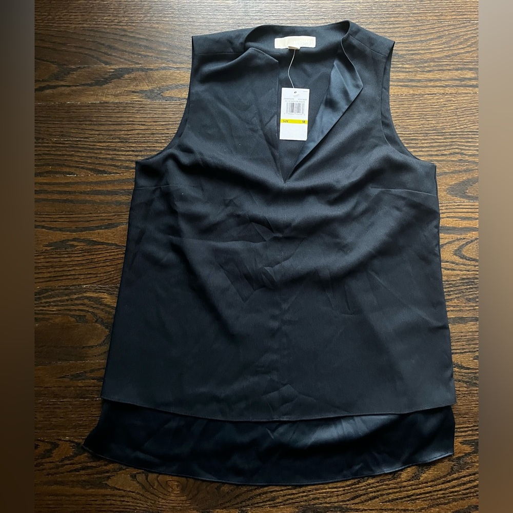 NWT MICHAEL Michael Kors sleeveless navy blue blouse